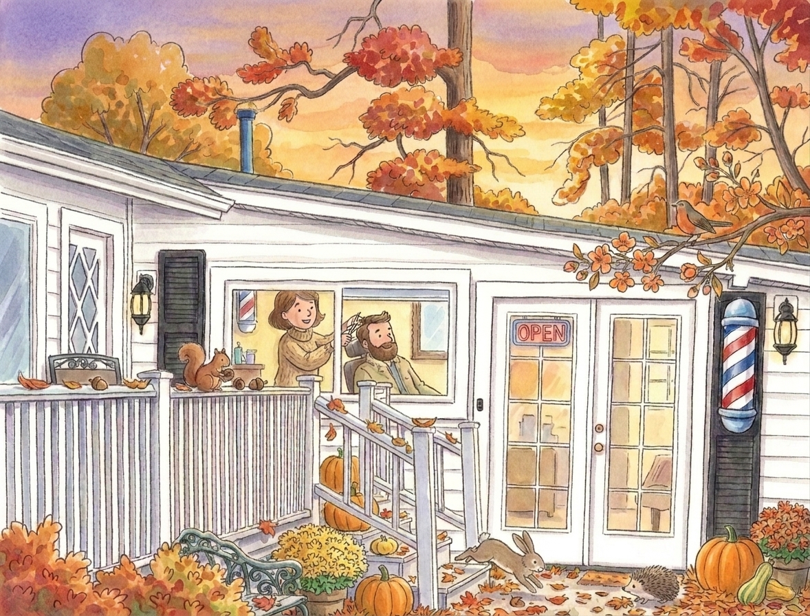 Barbershop seasonal illustration